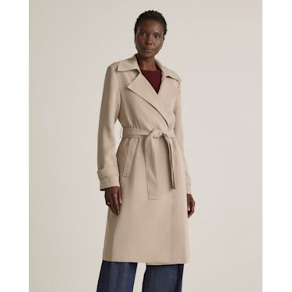 Quince Women's Beige Trench Coat with Tie Belt